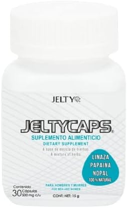 Jeltycaps Natural Capsules Powder of Papain Flaxseed sábila Apple Pectin 30 caps