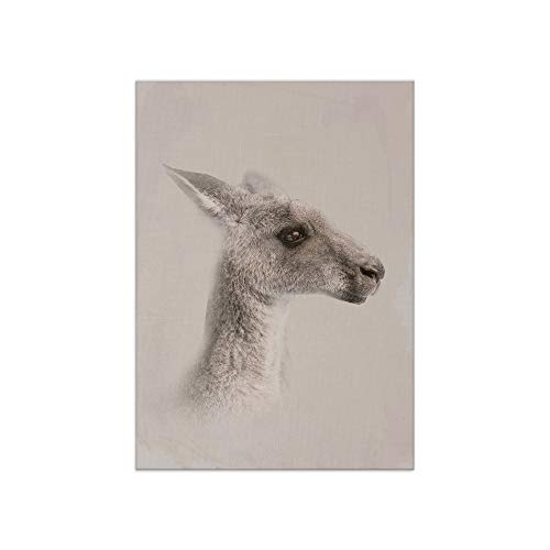 Cuadros de pared para habitación de los niños, diseño de animales, imágenes para casa – Lienzo imágenes listo para colgar, Color gris, Crema, 20x30 cm