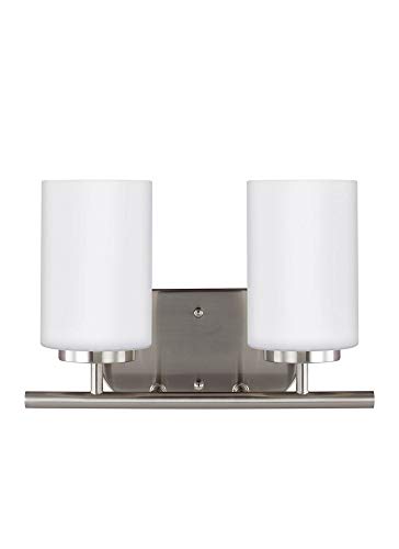 Image of Generation Lighting 41161EN3-962 Oslo Two - Light Wall /Bath Vanity Style Fixture, Brushed Nickel, 100 Total Watts, 8.5 Inch Height, 12.5 Inch Wide, Steel Construction