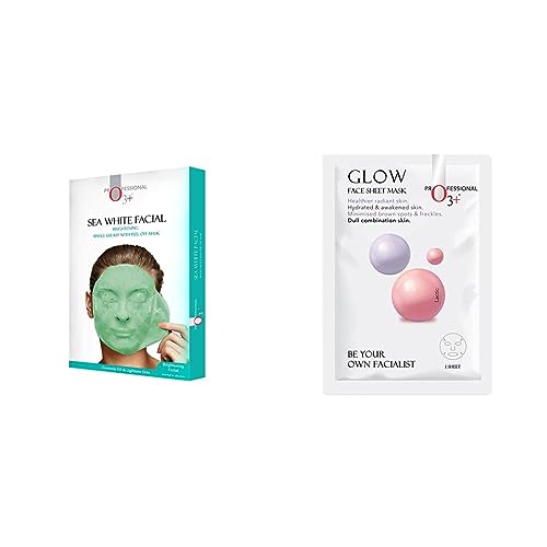 O3+ Sea White Brightening Facial Kit With Peel Off Mask Suitable (45g, Single Use Facial Kit) & O3+ Facialist Glow Sheet Mask Hydrates and awakens skin(30g) Combo