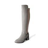 DREAM PAIRS Women's Knee High Stretchy Fashion Boots,Size 7.5,Light/Grey,JENNIFER-3