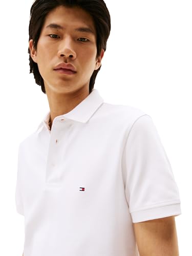 Image of Tommy Hilfiger Men's Short Sleeve Polo Shirts in Slim Fit with Stretch and Organic Pique Cotton