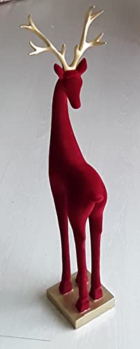 L'infini Cerf en résine veloutée rouge H 61 NA386