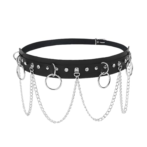 ZBHDEYG 1 cinturón de cadena punk negro, hip-hop, gótico y oscuro, adecuado para citas, fiestas de baile y juegos de rol (97 x 4,5 cm).