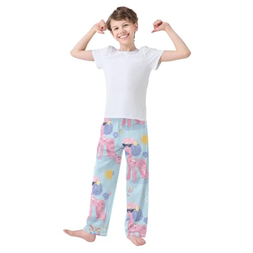 ZZXXB Poodle with Glasses Boys Long Pants Soft Trousers Elastic Waist Kids Lounge Bottoms with Pockets S-XL3