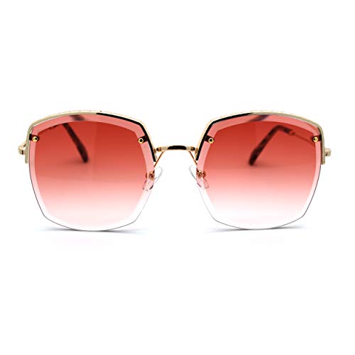 Womens Bevel Edge Half Rim Rectangular Metal Victorian Style Sunglasses2