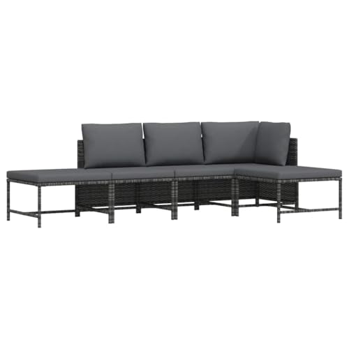 vidaXL Salon de Jardin 2 pcs avec Coussins Mobilier de Jardin Mobilier de Patio Meubles d'Extérieur Meubles de Terrasse Gris Résine Tressée