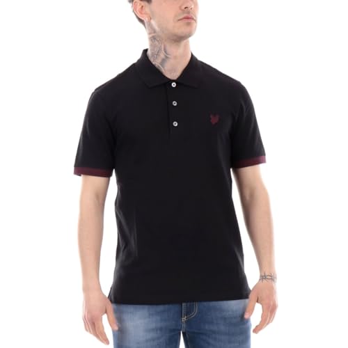 Polo Lyle & Scott en coton supérieur noir et bordeaux taille XL