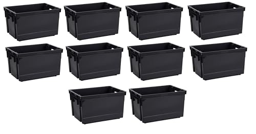 Deconation Lot De 10 Bacs De Manutention 20l Superposables Gris - Plastique Solide - Origine France