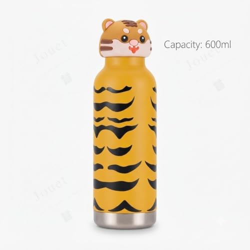 Image of JOUET Kids 600ml Stainless Steel Water Bottle with Pufferfish Character Lid, Reusable School Drinking Bottle for Travel, Sports & Daily Use