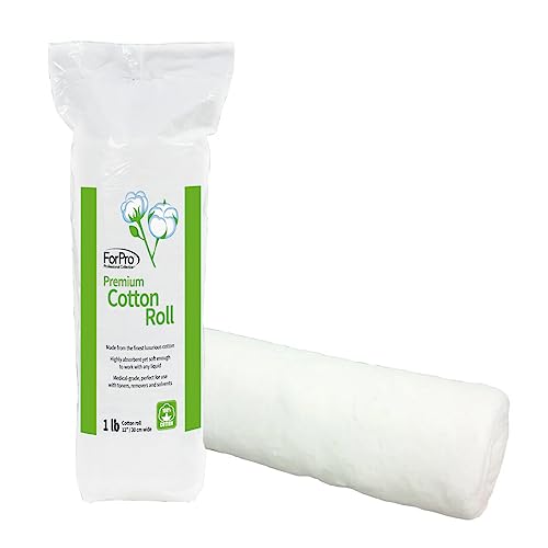 ForPro Professional Collection Premium Cotton Roll for Cosmetic Application and Product Removal White 12 Wide 1 Lb.