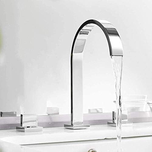 Robinetterie salle de bain 3 trous avec robinet lavabo carré laiton chrome double commande