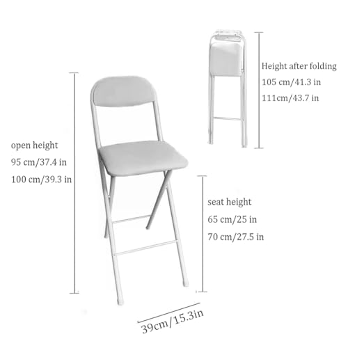 Lot de 2 chaises pliantes portables de 70 cm au design compact et assises rembourrées blanches - 4