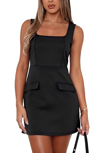Image of Valiamcep Women's Square Neck Slim Fit Cocktail Party Short Dresses