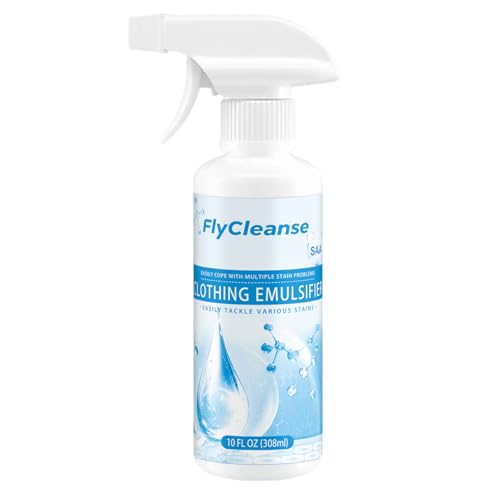 FlyCleanse Clothing Emulsifier Stain Remover Spray 10oz Laundry Pre Wash Stain Treatment for Oil Food fresh blood stains Fruit Gentle Fabric Safe Baby Friendly Low Foam Easy Rinse