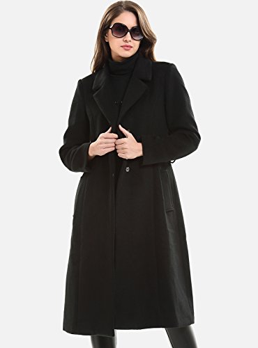 Escalier Women's Trench Long Wool Coat with Fox Fur Collar Black US8 - Thumbnail 3