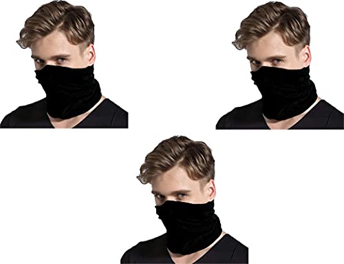 SIKANDER® - Unisex Headwear Headband Head Wrap (Wear upto 12 Style) UV Resistence Sports Bandana/Magic Scarf/Face Mask (Black Color) Pack of 3