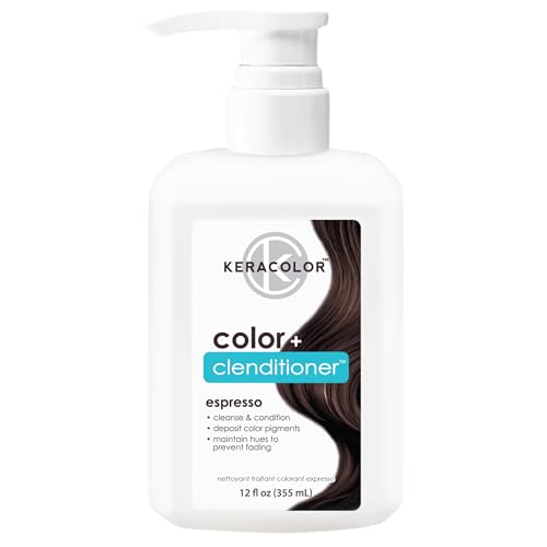 Keracolor Color + Clenditioner 3-in-1 Color-Depositing Conditioner, Gently Cleanses & Conditions, Semi-Permanent Espresso Hair Color, 12 Fl Oz
