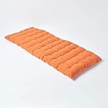 HOMESCAPES Burnt Orange Garden Bench Cushion 2 Seater Seat Pad for Patio Furniture Kitchen or Dining Bench Indoor & Outdoor Use Comfortable 100% Cotton Modern Tufted Style Thick Cushion 108cm Wide