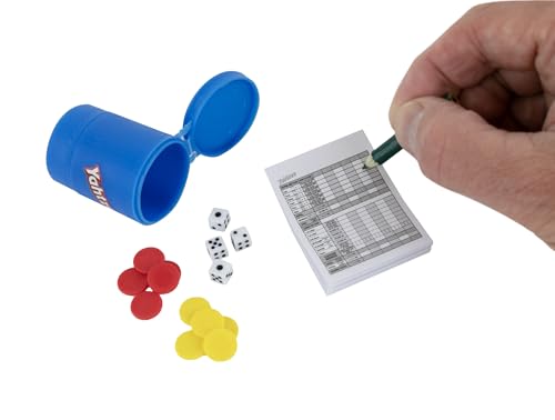 Worlds Smallest Yahtzee Miniature Board Game Pocket Sized Fully Playable Classic Strategy Family Game Portable Travel Fast-Playing Dice Game for Kids Teens & Collectors Ages 8+