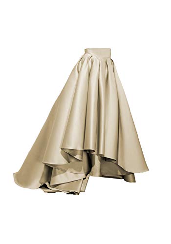Women’s High Low Satin Skirts Pleated Skirts A Line Elegant Prom Party Skirt with Pockets2