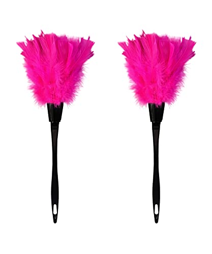 Image of Turkey Feather Dusters for Cleaning Home Blinds Kitchen car Office, Eco-Friendly Reusable (2 pcs Rose red)
