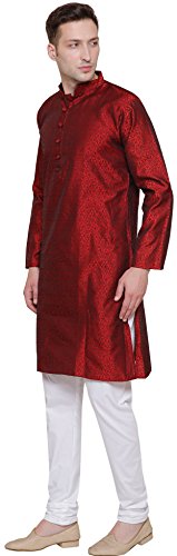Maple Clothing Men's Kurta Pajama Poly Silk Indian Wedding Party Dress2