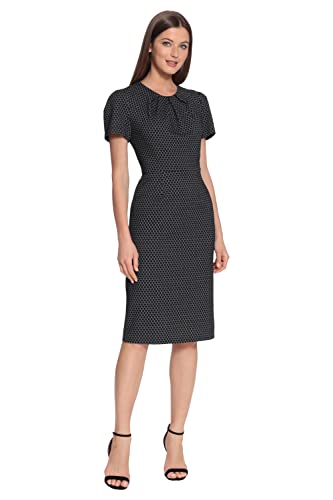 Maggy London Women's Tucked Jewel Neck Sheath Career Office Wear Work Dress