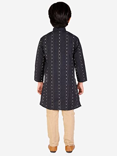 Boy's Indian Kurta Set | Kids Ethnic Wear | Cotton | Thread Line | Mandrain Coller (S-152)2