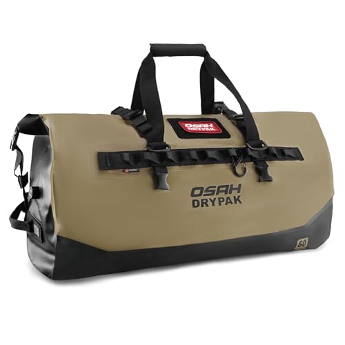 OSAH DRYPAK Waterproof Duffel Bag 25L/40L/60L Heavy-Duty Motorcycle Tail Bag Roll-Top Dry Bag for Travel Camping Boating Kayaking Outdoor Adventure