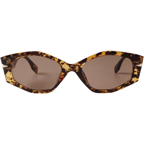 Lunettes de soleil tendance bleu polygone punk à verres verts - 3