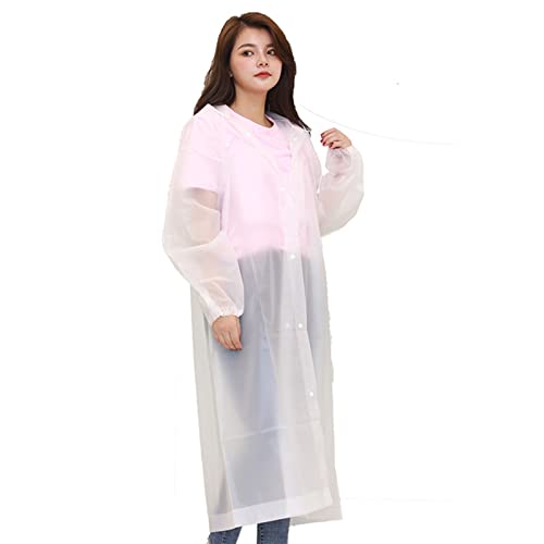 Civilipi 2 pièces Capuche et Manches Imperméable Réutilisable Eco-Material Homme et Femme Imperméable Portable pour Randonnée, Voyage, Plein Air - Blanc Cover