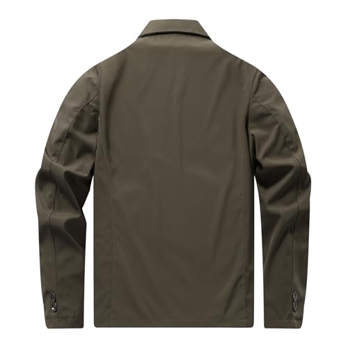 Allthemen Men's Lightweight Casual Jacket Classic Loose Fit Lapel Button Coat Solid Color Khaki XL