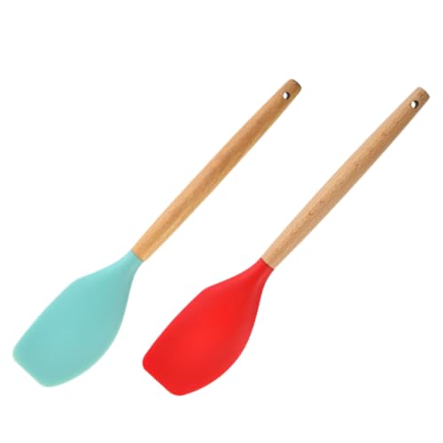 TOPPERFUN 2 Piezas espátula de silicona raspador esparcidores suministros para hornear cocinando bateria de cocina rejilla de refrigeración para hornear esparcidor de queso crema Haya