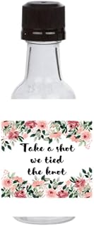 Wedding MINI Alcohol Bottle Sickers 3" x 2" (Set Of 10) Preprinted Wine Bottle Labels, Take A Shot We Tied The Knot (Matte NON-WATERPROOF Stickers)