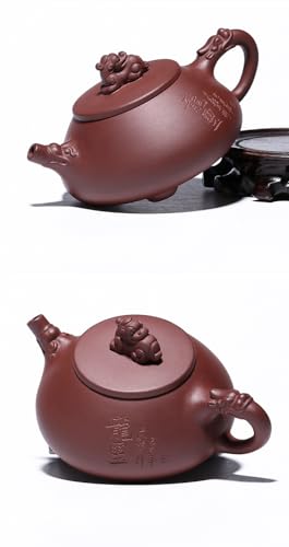 Image of Teapot 8.5Oz Chinese Zisha Clay Tea Pot Handmade Ceramic Shipiao Pottery Purple Mud Kungfu Kettle Filter Loose Puer
