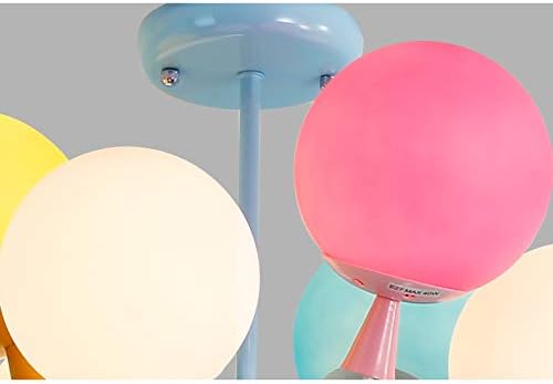 Modern Children's lamp Pendant Light, CraftThink Chandelier Colorful Balloon Glass Pendant Lamp Ceiling light E27 110V Creative Light for Children's Room Bedroom Boys and Girls Living Room (6 Lights)