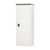 グリーンライフ(GREEN LIFE) 物置 日本製 サビに強い 屋外 収納ポール S字フック付属 長尺物収納 ハーフ棚板3枚 鍵付き 棚板調整 可動棚 棚板耐荷重15kg 底板耐荷重30kg 扉式 片開き (幅60×奥行47×高さ162cm)ライトグレー 倉庫 収納庫 小型 TBJ-162HT