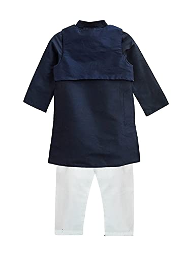 Image of A.T.U.N. All Things Uber Nice) Polyester All Things Uber Nice Boy's Regular Kurta Pyjama Jacket Set