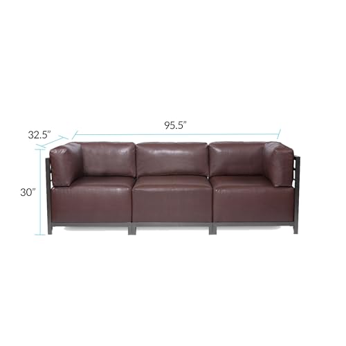 Image of Howard Elliott Collection Axis 4-Piece Modular Sectional Sofa with Cover, Convertible Cushioned Sofa with Wide Chaise for Indoor or Outdoor Living Room or Office, Titanium Frame, Luxe Bronze