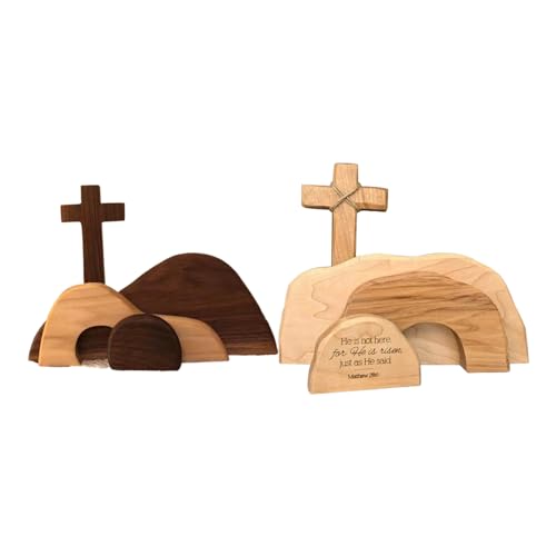 Genérico Escena Pascua Tumba vacía | Cruz Madera Pascua para Tumba | a-dorno religioso Belén Pascuas Hecho Mano | Figuras Escena resurrección Jesús Primavera decoración Cristiana para hogar y Iglesia