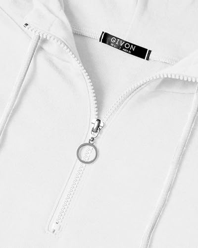 Image of GIVON Womens Casual Zip Up Hoodie Cotton Blend Soft Fabric Basic Layering Hooded Jacket with Kangaroo Pocket