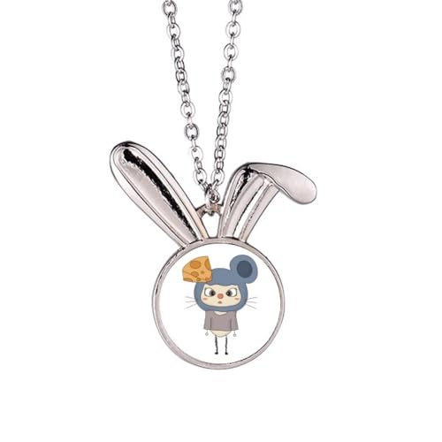 Collier pendentif lapin UU motif souris gris pour look tendance