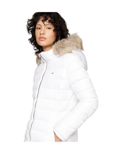 Tommy Jeans Damen Daunenmantel Essential Hooded Down Coat mit Kunstpelz, Weiß (White), XXS – Ansicht 5