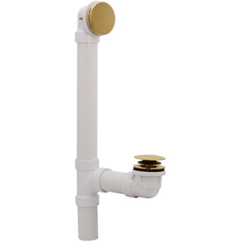Westbrass 493244H-01 12" & 4" Bath Waste & Overflow Assembly with Tip-Toe Drain Plug and Illusionary Faceplate-SCH. 40 PVC Pipe, 1-Pack, Polished Brass Cover