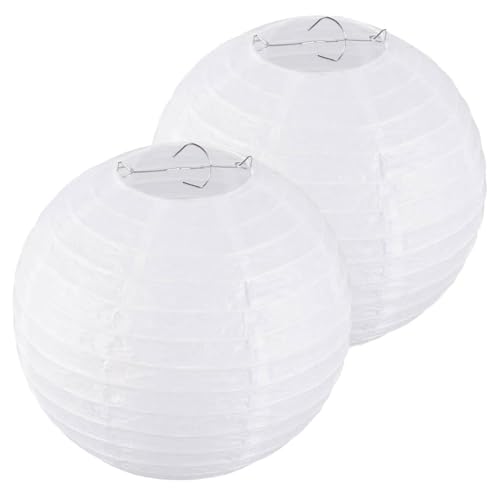 Tokaneit Lanterne Papier 2 Pièces 30cm Blanc Suspension Boule Papier,Suspension Rondes Boule Papiers,Cache Ampoule Plafond,pour Abat Jour,Décoration de...