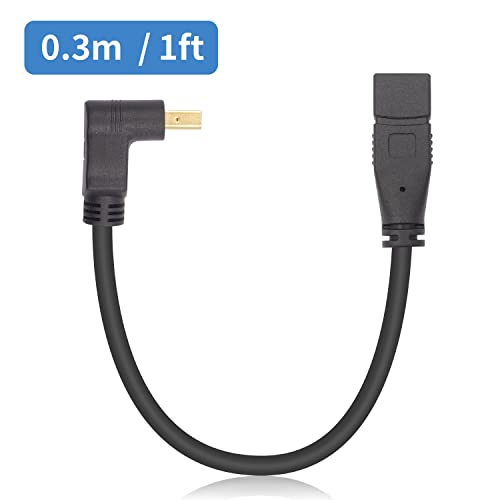Duttek 30Cm 90 Degree Mini Displayport Male To Mini Displayport Dp Female Extension Cable (Mini Dp Male To Mini Dp Female Adapter) For Imac & Led Cinema Display (Down Angled) #TOP5