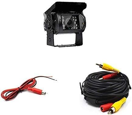 Camecho Truck Backup Camera Heavy Duty 18 LED IR Night Vision Waterproof Vehicle Rear View Camera 12 V 24V Backup Camera Without Guide Line (Rear Camera + 32.8 ft Cable)