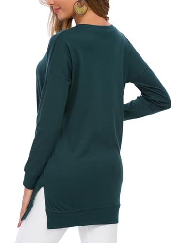 Image of levaca Women's Fall Long Sleeve Side Split Loose Blouses Casual Pullover Tunic Tops