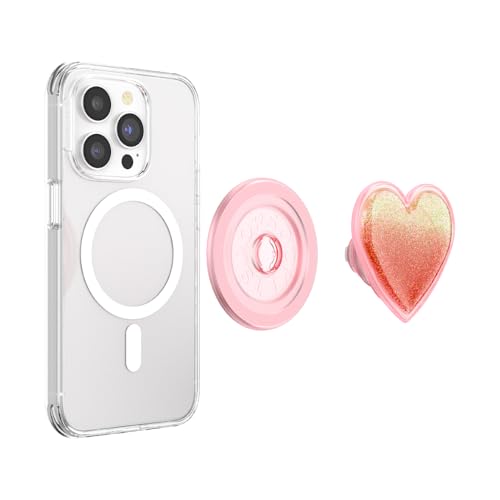 Image of PopSockets Phone Grip for MagSafe, Magnetic Holder, Phone Stand, Heart - Squishy Tidepool Heart Pinky